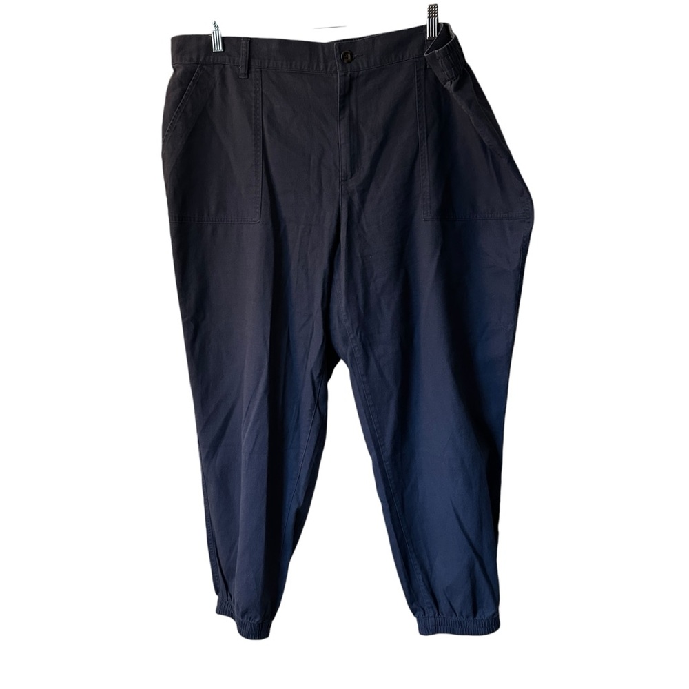 Gap Twill Jogger Pants Women XXL Elastic Back Button Front Pockets Navy